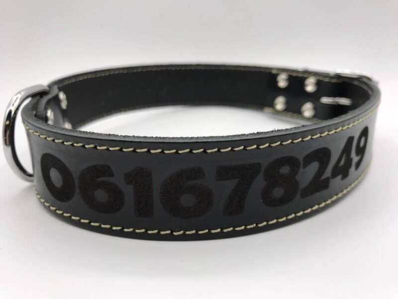 Hondenhalsband met naam | Zwart