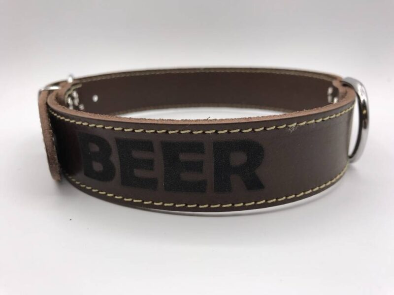 Hondenhalsband met naam | Bruin