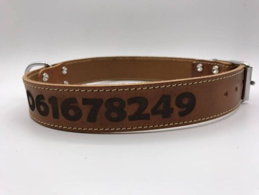 Hondenhalsband met riem en naam | Cognac - Afbeelding 6