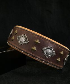 "Aztec" brown dog collar