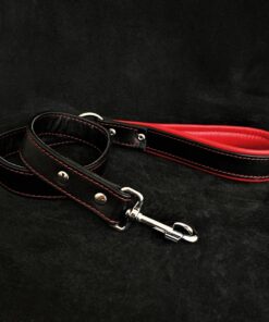 Black soft leather dog leash