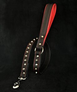 Black soft leather studded leash
