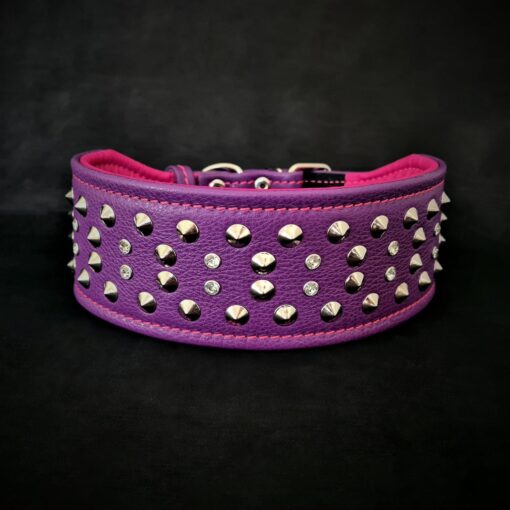 "Crystal" 2.8 inch wide soft leather collar