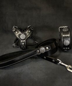 "Maximus Black&Silver" Small dog SET - Harness - collar - lead