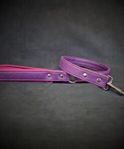 Purple soft leather dog leash