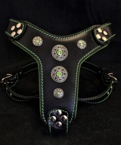 The ''Bijou'' harness Black & Green Small to Medium Size