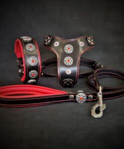 The ''Bijou'' SET -  Collar, Harness, Leash. Red