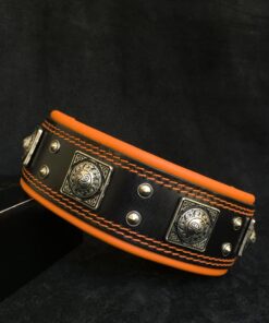 The "Eros" collar 2.5 inch wide black & orange