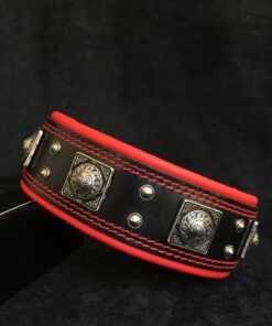 The "Eros" collar 2.5 inch wide black & red