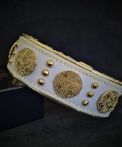 The "Maximus" collar 2.5 inch wide white & gold