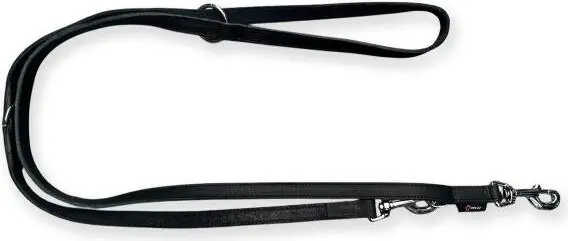 Verstelbare hondenriem - vetleer - Zwart - 18mm x 220cm