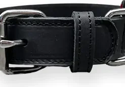 Bonezz halsband vetleer - Dubbel gestikt - Zwart - 30 mm x 50 cm - Afbeelding 4