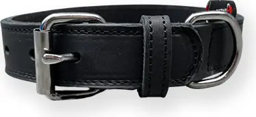 Bonezz halsband vetleer - Dubbel gestikt - Zwart - 30 mm x 50 cm - Afbeelding 4