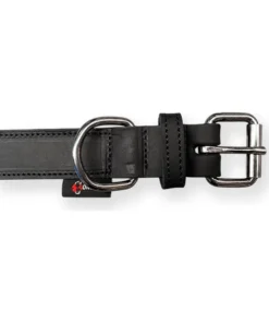 Alternative view of Bonezz halsband vetleer - Dubbel gestikt - Zwart - 30 mm x 50 cm